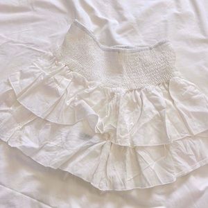 PETITE Shirred Waist Layered Hem Skirt